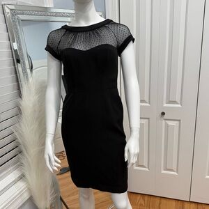 White House Black Market Black Mesh Midi Dress